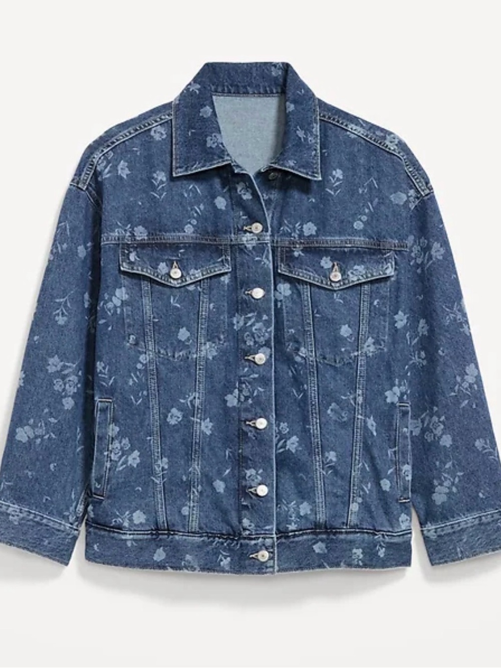 Old Navy Oversized Floral Jean Trucker Jacket - Picture 7 of 7
